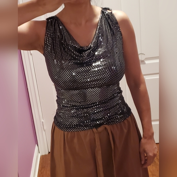 Sequin sleveless shirt S - Picture 9 of 13